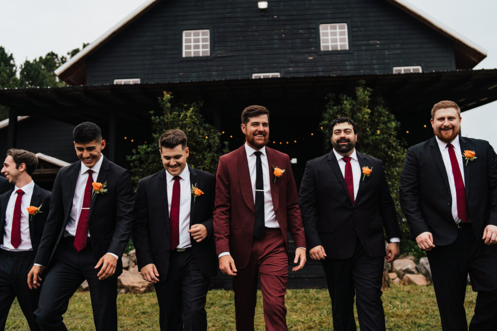 groomsmen at three oaks farm